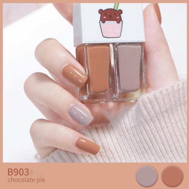 Two Bottles Gel Nails Polish Set Waterborne Shiny Quick Drying No Bake Normal Nail Polish Combination DIY 2 In 1 Nail Art Gel