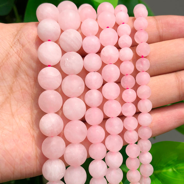 Natural Matte Stone Beads Dull Polish Pink Zebra Jaspers Agates Howlite Jades Mineral Beads for Jewelry Making DIY Bracelet 15''