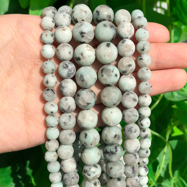 Natural Matte Stone Beads Dull Polish Pink Zebra Jaspers Agates Howlite Jades Mineral Beads for Jewelry Making DIY Bracelet 15''