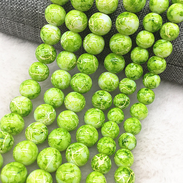 Wholesale 4/6/8/10mm Glass Beads Round Loose Spacer Beads Pattern For Jewelry Making DIY Bracelet Necklace