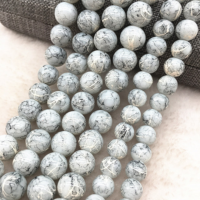 Wholesale 4/6/8/10mm Glass Beads Round Loose Spacer Beads Pattern For Jewelry Making DIY Bracelet Necklace