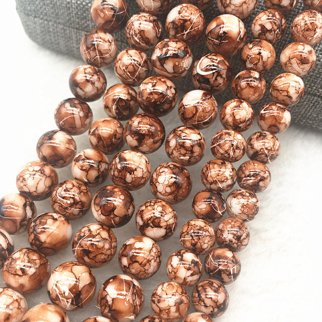 Wholesale 4/6/8/10mm Glass Beads Round Loose Spacer Beads Pattern For Jewelry Making DIY Bracelet Necklace