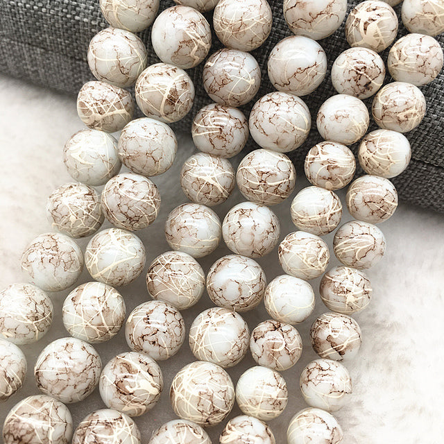 Wholesale 4/6/8/10mm Glass Beads Round Loose Spacer Beads Pattern For Jewelry Making DIY Bracelet Necklace