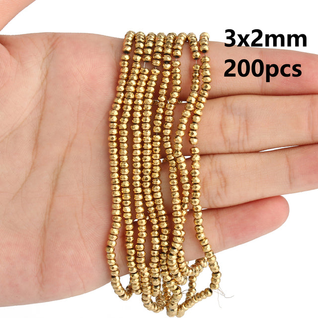 Retention Color AAA+ Gold Plated Hematite Beads Natural Stone Irregular Geometric Beads For Jewelry Making Diy Bracelet