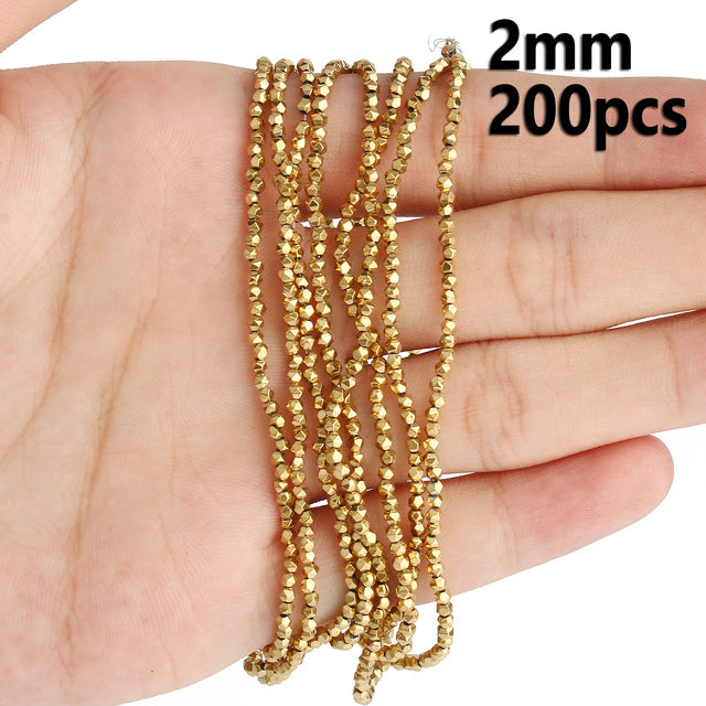 Retention Color AAA+ Gold Plated Hematite Beads Natural Stone Irregular Geometric Beads For Jewelry Making Diy Bracelet