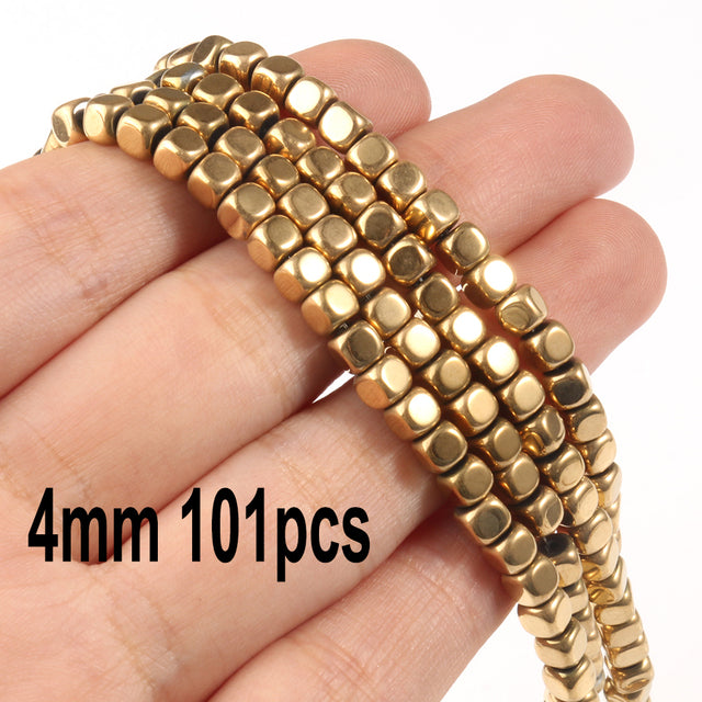 Retention Color AAA+ Gold Plated Hematite Beads Natural Stone Irregular Geometric Beads For Jewelry Making Diy Bracelet