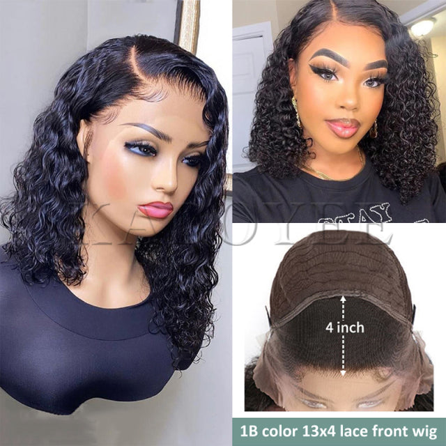 Short Curly Honey Blonde Bob Wig Lace Front Human Hair Wigs For Women #27 Color Brazilian Kinky Curly Lace Closure Frontal Wigs