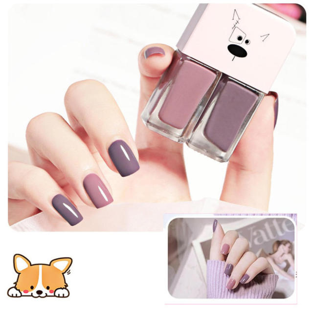 Two Bottles Gel Nails Polish Set Waterborne Shiny Quick Drying No Bake Normal Nail Polish Combination DIY 2 In 1 Nail Art Gel
