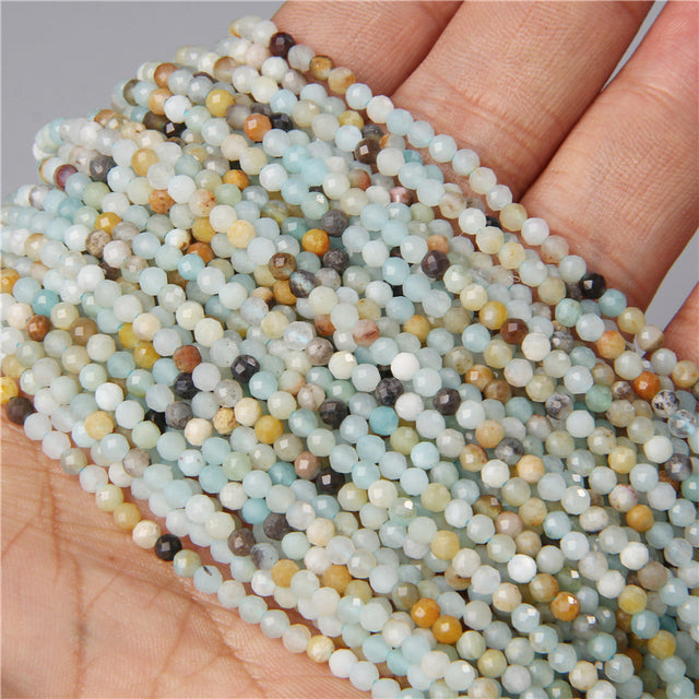 Natural Stone Faceted Small 2 3 4 mm Beads Pink Opal Morgan Loose Spacer Quartz Crystal Beads Jewelry Making Necklace Bracelets