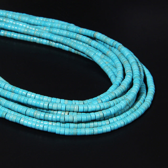 Natural Turquoises Stone Bead Blue Rondelle Cube Shape Loose Spacer Beads For Jewelry Making DIY Necklace Bracelets Accessories