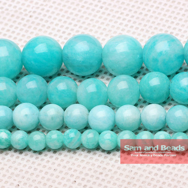Free Shipping Smooth Natural Stone Blue Turquoises Round Loose Beads 15" Strand 4 6 8 10 12 MM Pick Size For Jewelry Making BTB2