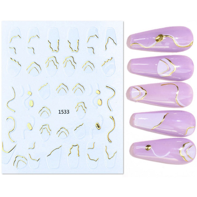 French Rose Gold Striping Tape Nail Design Stripe Lines Geometry 3D Sticker for Nails Gel Polish Sticker Decals for Manicuring