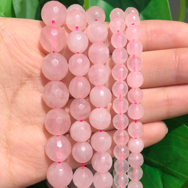Natural Rose Quartzs Crystal Stone Beads Round Loose Spacer Beads For Jewelry Making DIY Bracelet Necklace 15"Inch 4/6/8/10/12mm