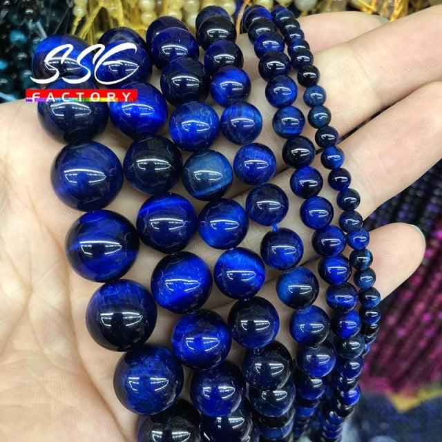 5A Quality Natural Stone Blue Tiger Eye Beads Round Loose Beads 6 8 10 12mm For Jewelry Making DIY Charm Bracelet 15" Wholesale