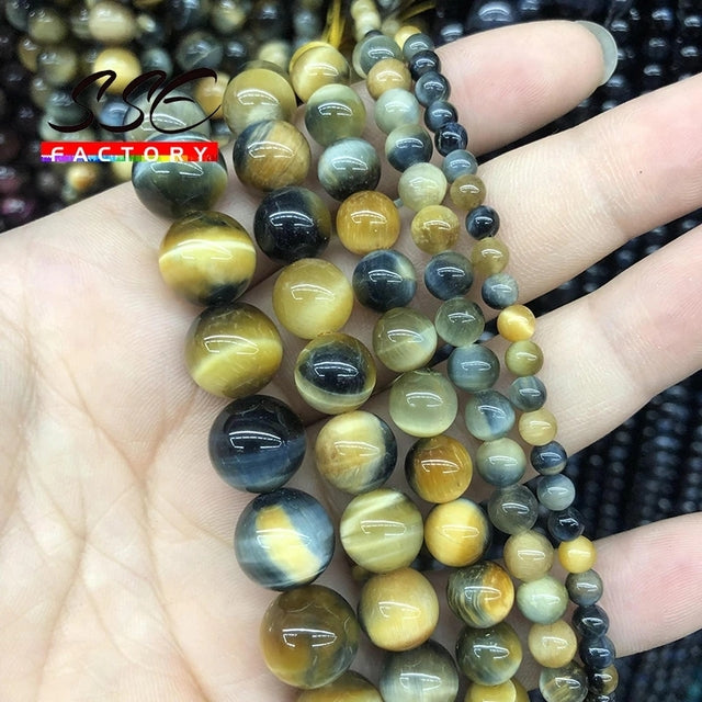5A Quality Natural Stone Blue Tiger Eye Beads Round Loose Beads 6 8 10 12mm For Jewelry Making DIY Charm Bracelet 15" Wholesale