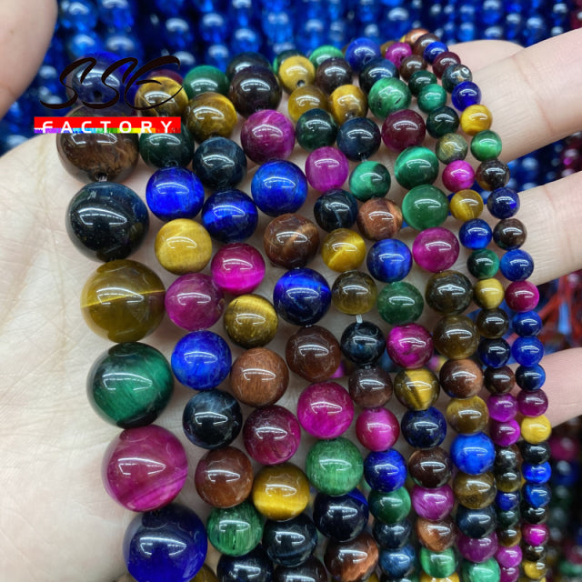 5A Quality Natural Stone Blue Tiger Eye Beads Round Loose Beads 6 8 10 12mm For Jewelry Making DIY Charm Bracelet 15" Wholesale