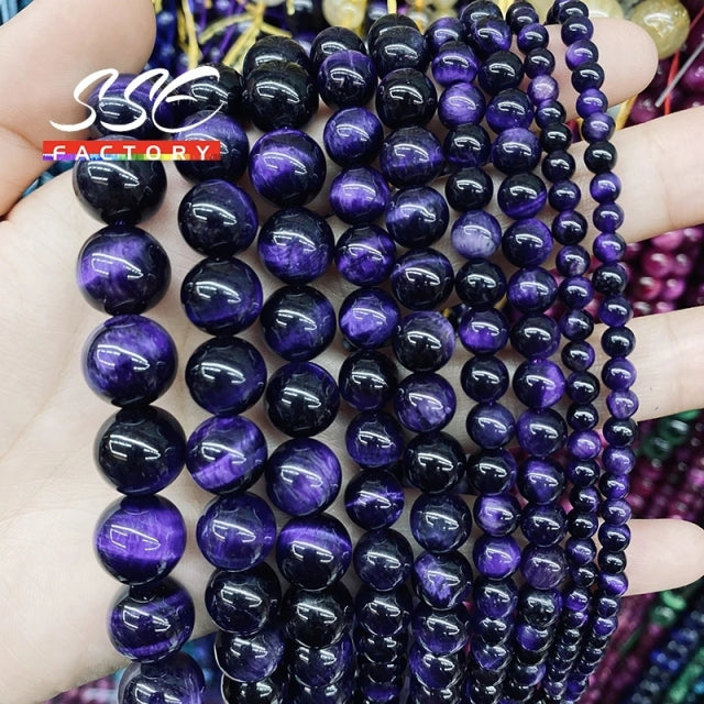 5A Quality Natural Stone Blue Tiger Eye Beads Round Loose Beads 6 8 10 12mm For Jewelry Making DIY Charm Bracelet 15" Wholesale