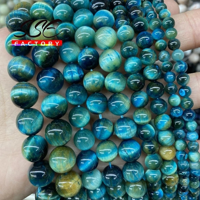 5A Quality Natural Stone Blue Tiger Eye Beads Round Loose Beads 6 8 10 12mm For Jewelry Making DIY Charm Bracelet 15" Wholesale
