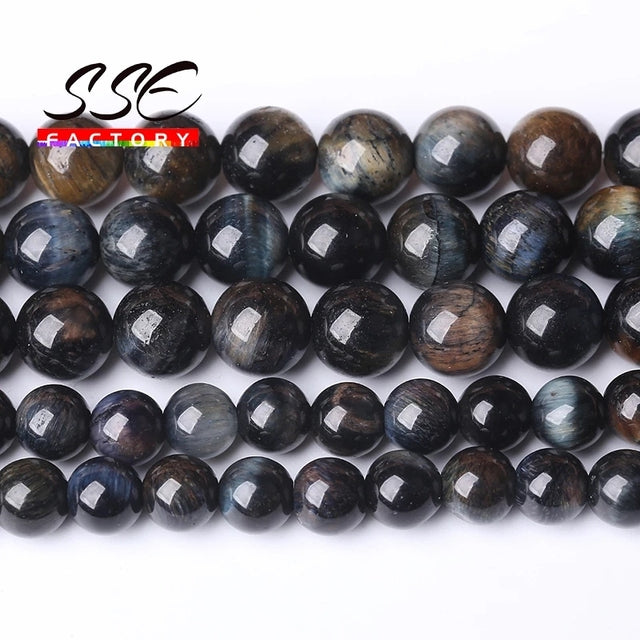 5A Quality Natural Stone Blue Tiger Eye Beads Round Loose Beads 6 8 10 12mm For Jewelry Making DIY Charm Bracelet 15" Wholesale