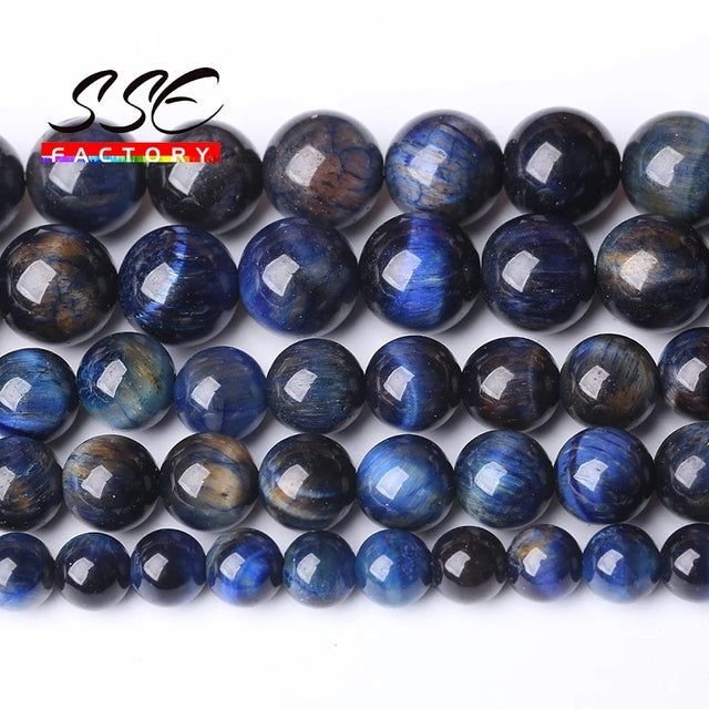 5A Quality Natural Stone Blue Tiger Eye Beads Round Loose Beads 6 8 10 12mm For Jewelry Making DIY Charm Bracelet 15" Wholesale