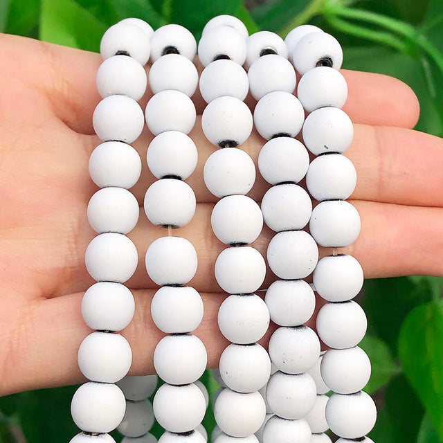 Natural Stone White Black Dull Polish Matte Onyx Agates Smooth Round Beads for Jewelry Making DIY Bracelet 15" Strand 4-12mm
