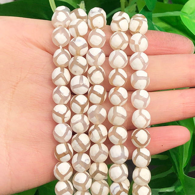 Natural Stone White Black Dull Polish Matte Onyx Agates Smooth Round Beads for Jewelry Making DIY Bracelet 15" Strand 4-12mm