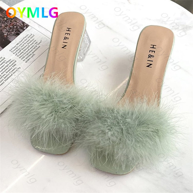 Women Slippers Summer 2021 New Fashion Stiletto Sandals Open Toe High Heel Zapatillas Mujer Casa Sapatos Femininos