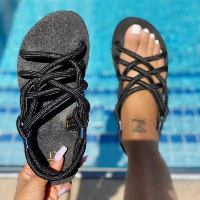 Women Sandals 2020 Summer Outdoor Beach Flip-flop Sandals Solid Fashion Gladiator Sandals Women Flats Casual Ladies Shoes