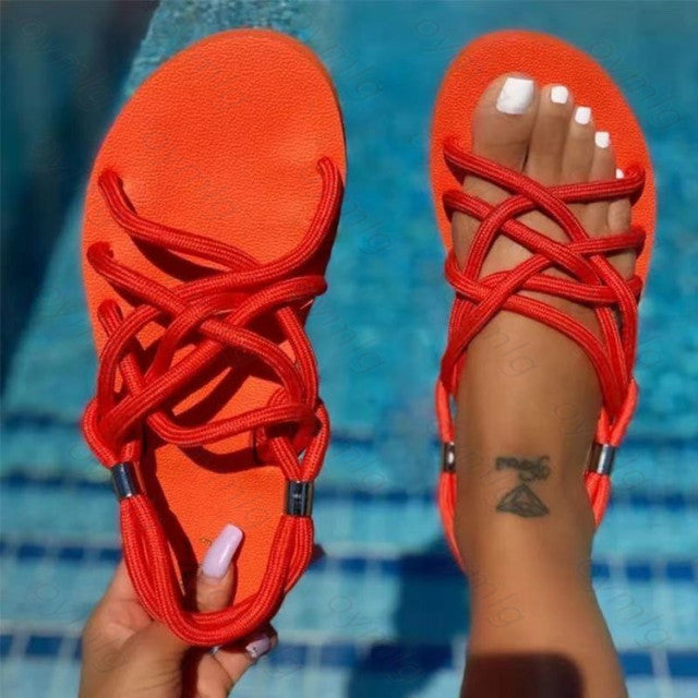 Women Sandals 2020 Summer Outdoor Beach Flip-flop Sandals Solid Fashion Gladiator Sandals Women Flats Casual Ladies Shoes