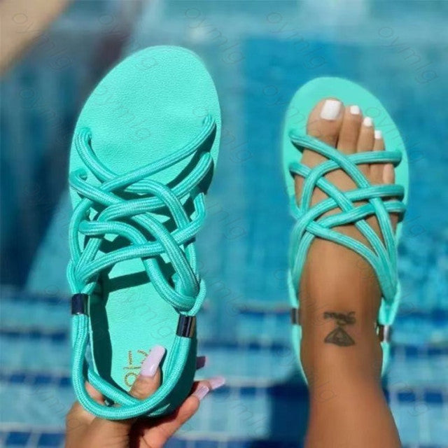 Women Sandals 2020 Summer Outdoor Beach Flip-flop Sandals Solid Fashion Gladiator Sandals Women Flats Casual Ladies Shoes