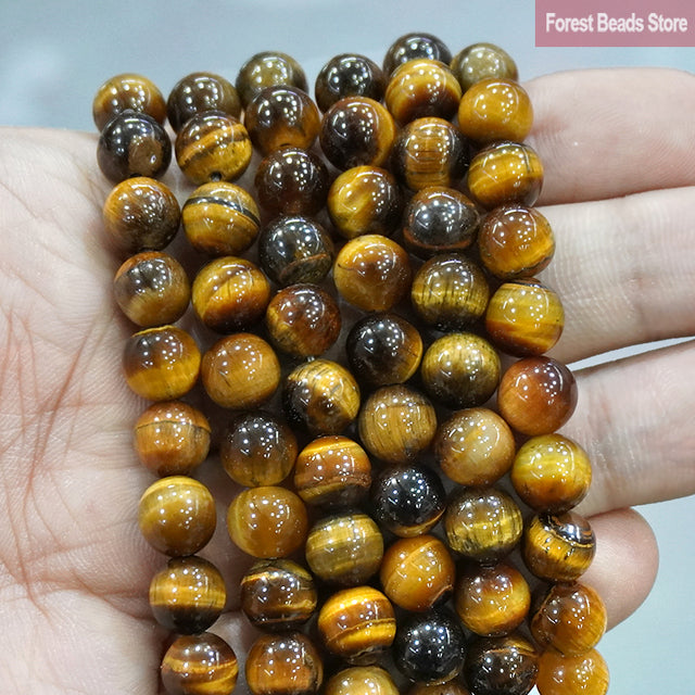 Natural Multicolor Blue Tiger Eye Stone Diy Charm Bracelet Earrings Loose Round Beads for Jewelry Making 15" Strand 6/8/10MM