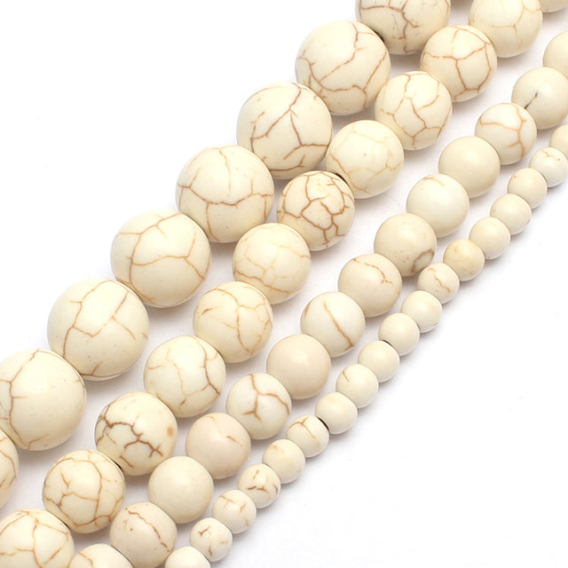 4/6/8/10/12mm Second Generation White Howlite Beads for Jewelry Bracelet Making Round Loose Beads Strand 15''