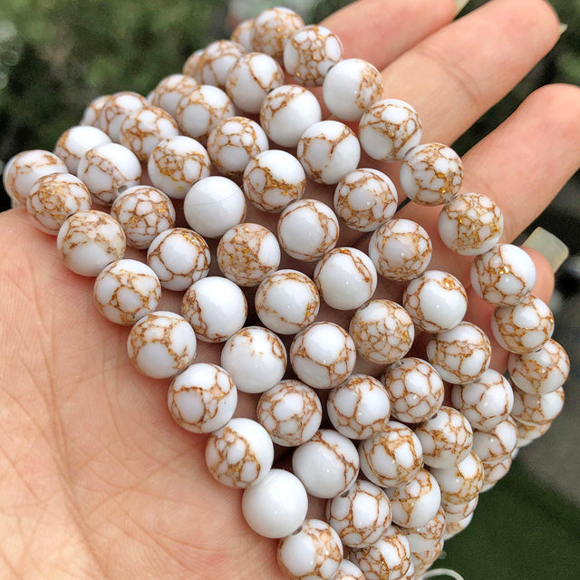 4/6/8/10/12mm Second Generation White Howlite Beads for Jewelry Bracelet Making Round Loose Beads Strand 15''