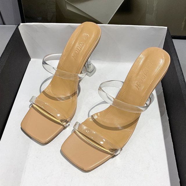 Transparent PVC Sandals Women Pointed Clear Crystal Cup High Heel Stilettos Sexy Pumps Summer Shoes Peep Toe Women Pumps Size 43