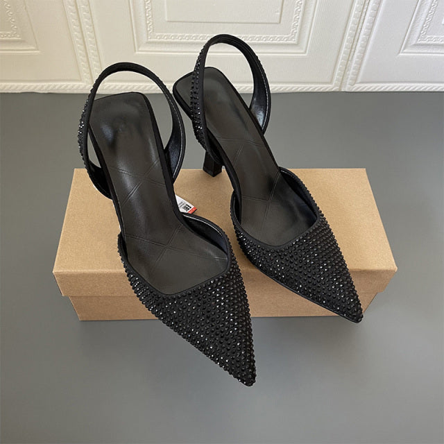Tino Kino Sexy Rhinestones Sandals Women Leopard Thin High Heels Ladies Pumps Ankle Strap Female 2022 Summer New Party Shoes