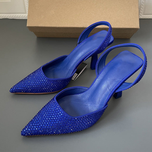 Tino Kino Sexy Rhinestones Sandals Women Leopard Thin High Heels Ladies Pumps Ankle Strap Female 2022 Summer New Party Shoes