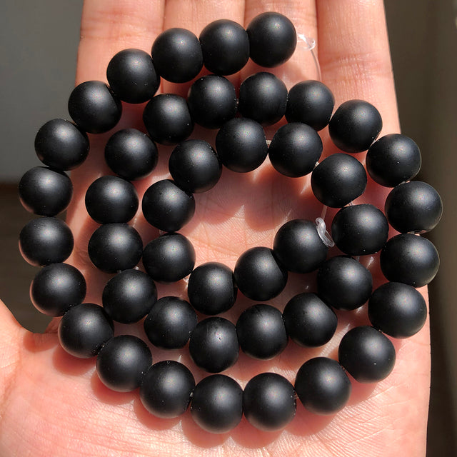 Wholesale 4-14mm Natural Black Volcanic Lava Stone Round Beads 15" Pick Size For Jewelry Making diy Bracelet