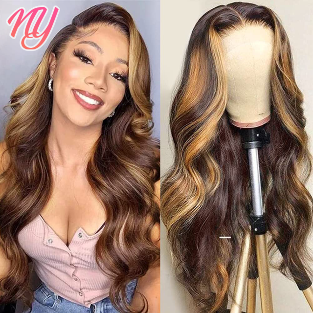 Highlight Wig Human Hair Body Wave Lace Front Wigs For Woman Human Hair 13x4 HD Lace Frontal Wig 8"-32" Colored Human Hair Wigs