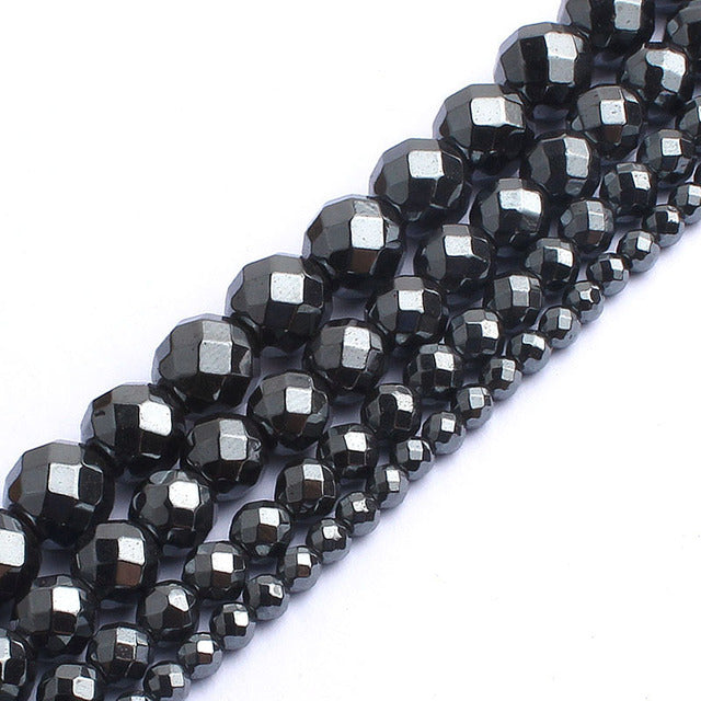 Natural Black Hematite Stone Round Loose Spacer Beads For DIY Jewelry Making Bracelet Earring Accessories 15'' 2 3 4 6 8 10 12mm