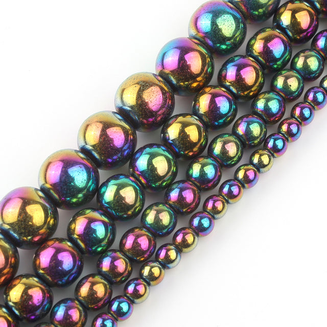 Natural Black Hematite Stone Round Loose Spacer Beads For DIY Jewelry Making Bracelet Earring Accessories 15'' 2 3 4 6 8 10 12mm