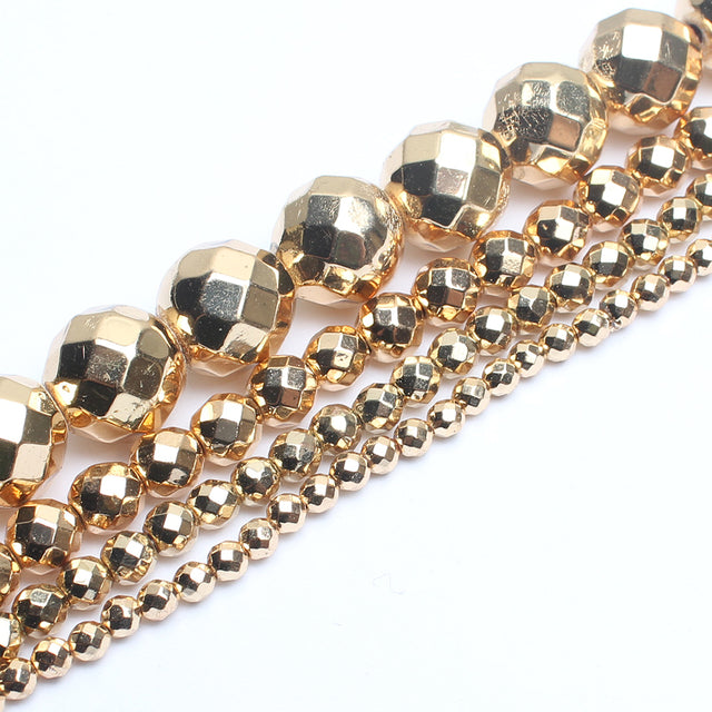 Natural Black Hematite Stone Round Loose Spacer Beads For DIY Jewelry Making Bracelet Earring Accessories 15'' 2 3 4 6 8 10 12mm