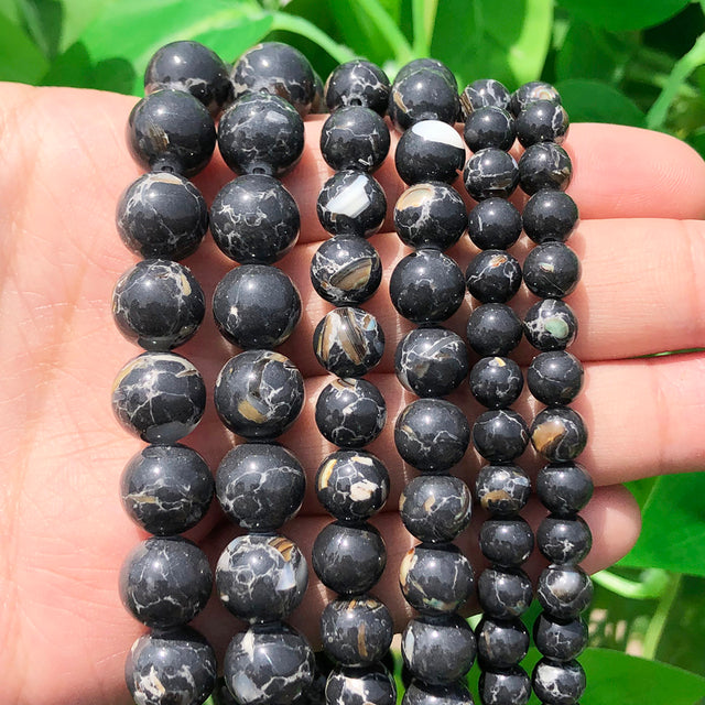 Natural Stone White Black Dull Polish Matte Onyx Agates Smooth Round Beads for Jewelry Making DIY Bracelet 15" Strand 4-12mm