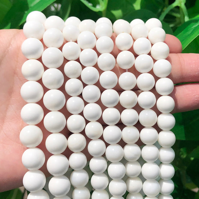 Natural Stone White Black Dull Polish Matte Onyx Agates Smooth Round Beads for Jewelry Making DIY Bracelet 15" Strand 4-12mm