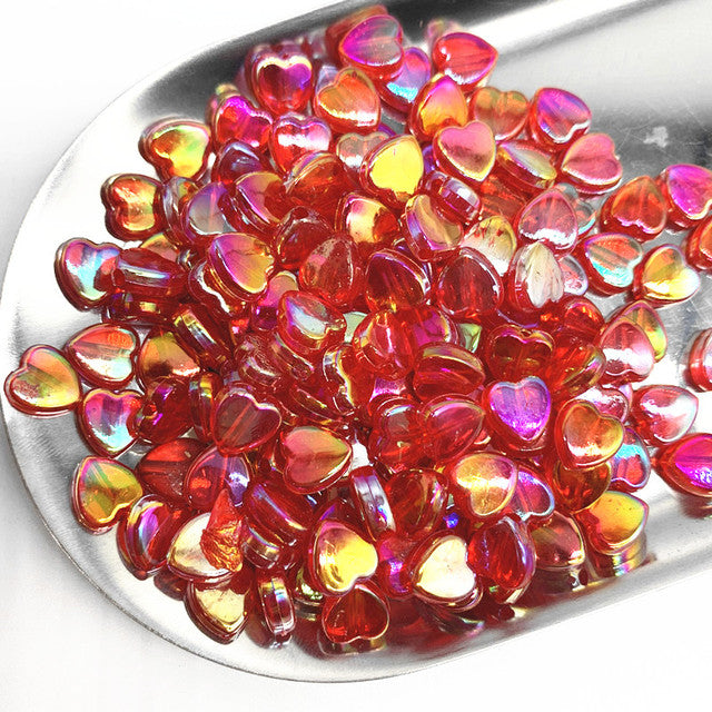 New 100pcs 8mm Transparent AB Charms Heart Shape Acrylic Beads Loose Spacer Beads for Jewelry Makeing DIY Handmade Bracelet