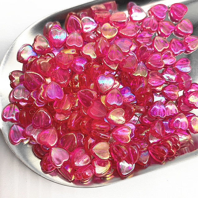New 100pcs 8mm Transparent AB Charms Heart Shape Acrylic Beads Loose Spacer Beads for Jewelry Makeing DIY Handmade Bracelet
