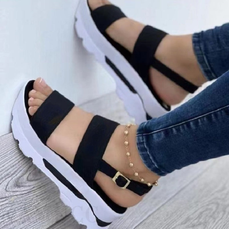 Women Sandals 2022 New Heels Woman Platform Wedges Shoes Ladies Summer Sandals Buckle Non-slip Beach Sandals Plus Size 35~43