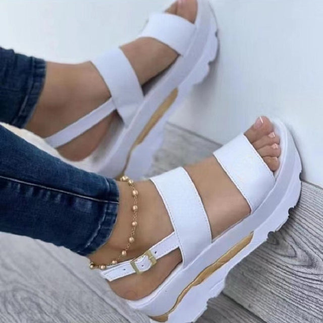 Women Sandals 2022 New Heels Woman Platform Wedges Shoes Ladies Summer Sandals Buckle Non-slip Beach Sandals Plus Size 35~43