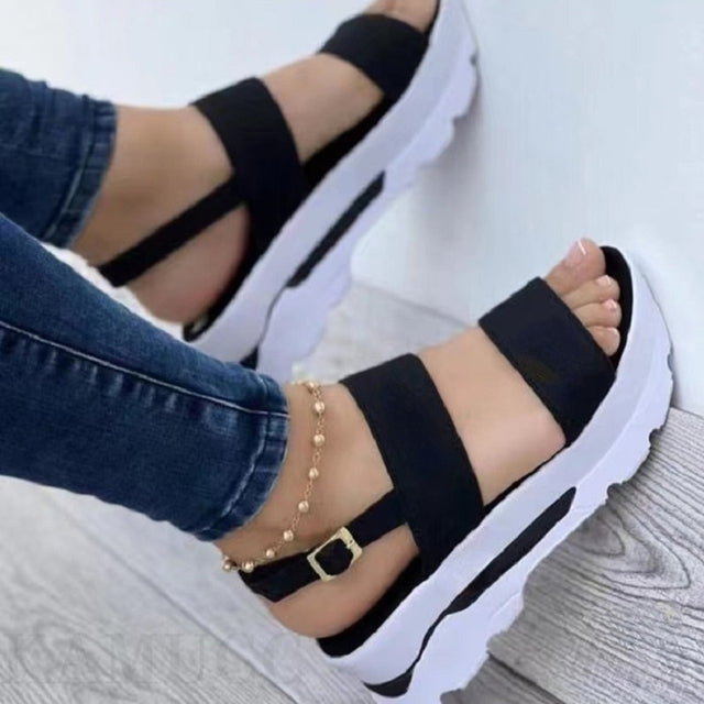 Women Sandals 2022 New Heels Woman Platform Wedges Shoes Ladies Summer Sandals Buckle Non-slip Beach Sandals Plus Size 35~43