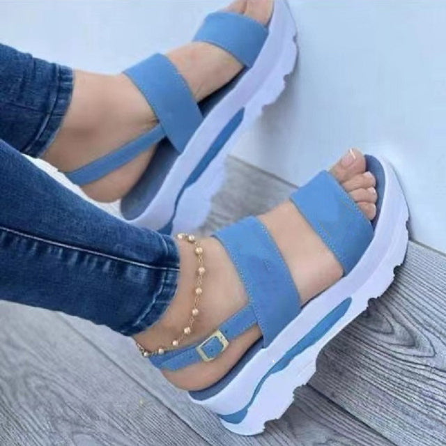 Women Sandals 2022 New Heels Woman Platform Wedges Shoes Ladies Summer Sandals Buckle Non-slip Beach Sandals Plus Size 35~43
