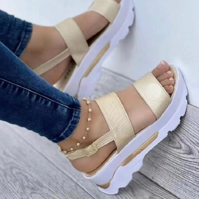 Women Sandals 2022 New Heels Woman Platform Wedges Shoes Ladies Summer Sandals Buckle Non-slip Beach Sandals Plus Size 35~43